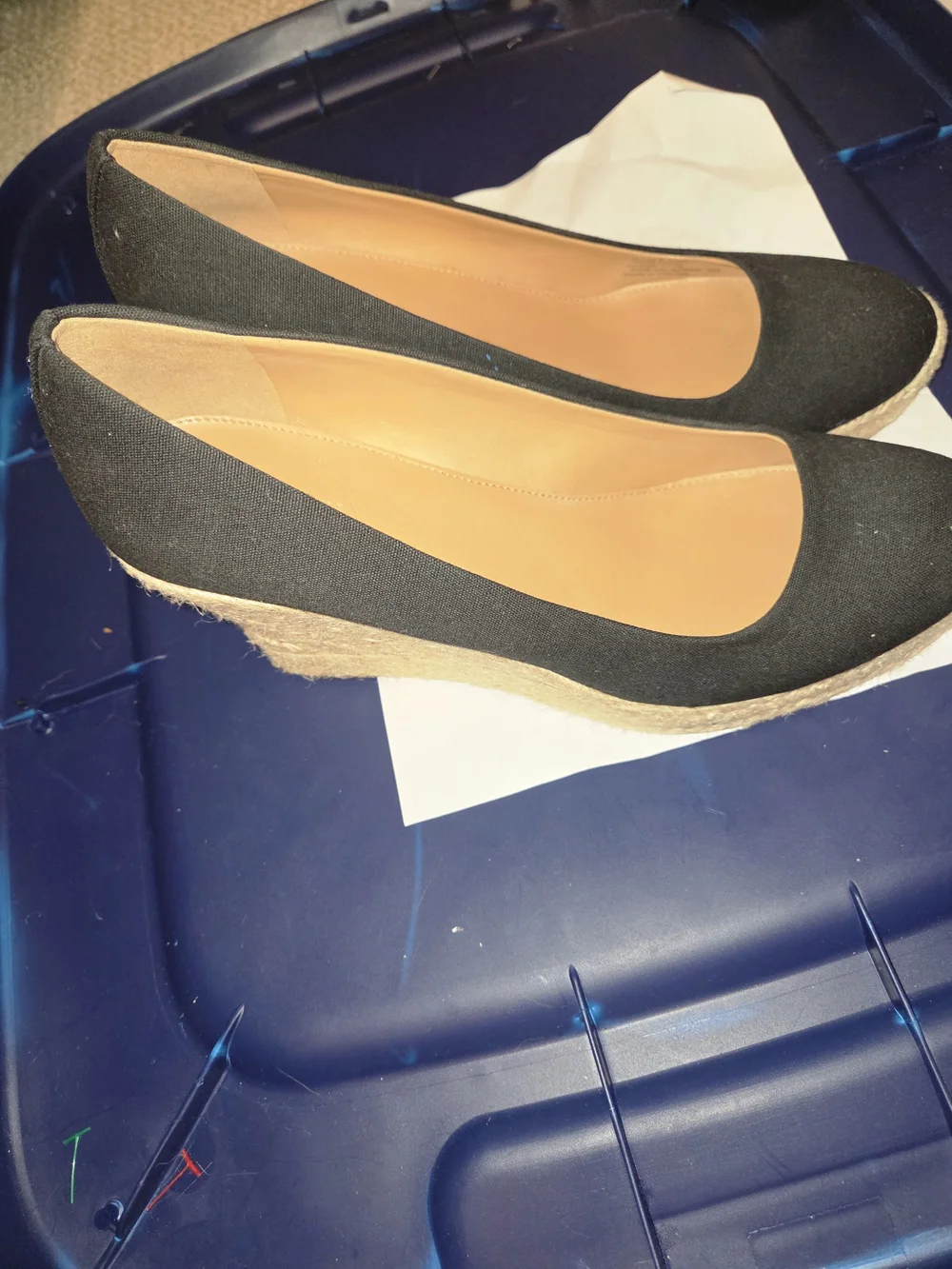 J. Crew Black Canvas Wedge Pumps